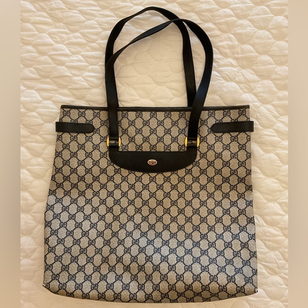 Gucci GG Supreme Canvas Vintage Blue Tote Bag